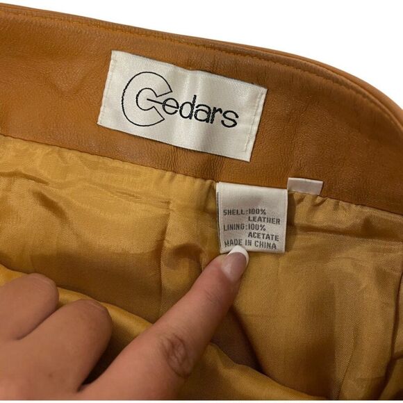 Vintage Cedars Womens Leather Skirt Size 6 Tan light Brown knee length 80s - Picture 3 of 7